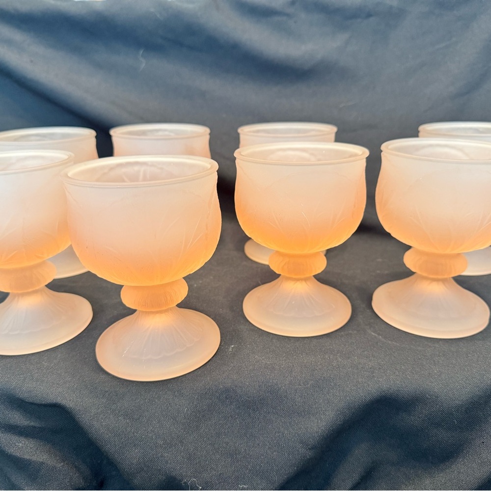 Vintage Indian glass set of 8 goblets